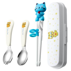 Training Children Beginners Chopsticks and Children's Training Spoon, SUS304 Environmental Protection Material,Fun and Easy to Use Cheater Chopsticks, Learning Chopstick and Spoon Helper