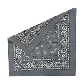 Junvena Cotton Bandanas 12 packs 22"X 22" Double Sides Printed Unisex Kerchief（Grey）