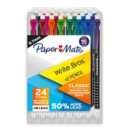 Paper Mate Mechanical Pencils 0.7mm Write Bros. Classic Number 2 Pencil Set Office Supplies Classroom Supplies Sketching Pencils Drafting Great for Standardized Testing 24 Count