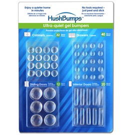 HushBumps Ultra-Quiet Gel Bumpers - 104 Piece Value Pack - 2-Layer Polyurethane for Superior Shock Aborbency - Protects & Quiet Cabinets, Interior Doors, Sliding Doors & Drawers. Just Peel & Stick!