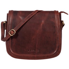 ROYALZ 'Maryland' Vintage Handbag Leather Women for Hanging Elegant Women's Evening Bag Genuine Leather Leather Shoulder Bag, Roma Cognac Brown