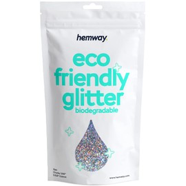 Hemway Biodegradable Glitter Eco Friendly - 100g/3.5oz Bio Cosmetic Safe Sparkle Vegan for Face Eyeshadow Body Hair Festival Makeup Craft - Chunky (1/40" 0.025" 0.6mm) - Silver Holographic