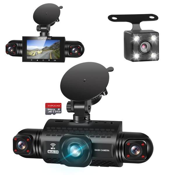 4 Channel Dash Cam 360° View, TOPGOOSE 2K Front and