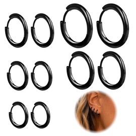 Hoop Earrings Black 5 Pairs Stainless Steel Hoop Earrings Nose and Lip Rings Small Cartilage Hoop Earrings for Men and Women Accessories