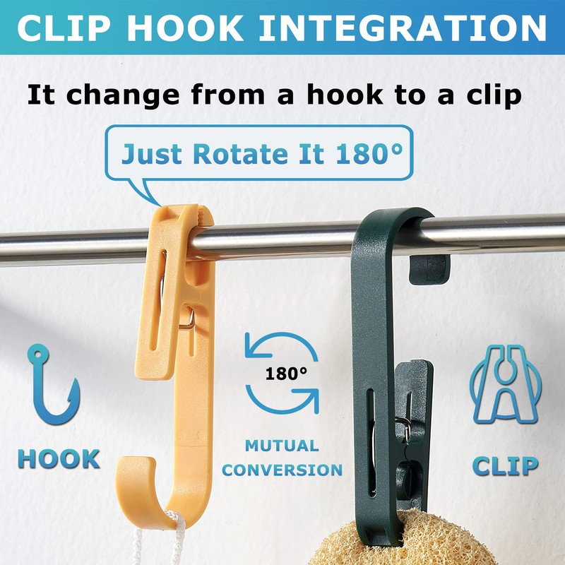 XoYoZo Laundry Hooks with Clips Hanger Closet Organizer Clamps Socks
