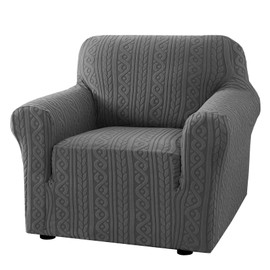 H.VERSAILTEX Chair Covers 1 Piece Couch Stretch Covers Washable Couch Covers Anti-Slip Soft Pet Couch Covers for Sofa Upgrade Thick Jacquard Fabric with Spiral Pattern(30"-40", Grey)
