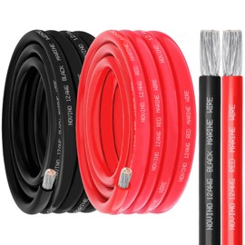 12 Gauge Marine Wire,50FT Red 12 AWG Marine Wire + 50FT Black 12 Gauge Wire,12 AWG Marine Grade Wire Tinned Copper Oxygen-Free Marine Electrical Wire for Boat/Marine/Automotive/RV/Camper/Trailer
