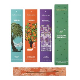 Folkulture Incense Sticks with Holder- Set of 3 Insenses (60 Insence Sticks) for Calm - Clementine, Lilac, Island Air Inscents Sticks Variety Pack, Insents or Inciensos Aromaticos, Premium Incents