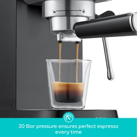 CASABREWS CM5418 Espresso Machine 20 Bar, Stainless Steel Espresso Maker with Milk Frother Steam Wand, Compact Cappuccino Machine for Home, Espresso Coffee Machine with Removable Water Tank, Black