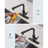 FORIOUS Black Kitchen Faucet with Pull Down Sprayer, Stainless Steel