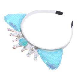 FOMIYES Cat Ears Headband Cat Ear Headband Glitter Sequin Animal Ears Headband Wedding Bridal Tiara Headband Hair Hoop with Lace and Pearl Pendant for Women Girls