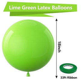 Bezente Lime Green Balloons 18 Inch- 30 Pack Large Thick Green Balloons Big Round Light Green Latex Balloons for Birthday Baby Shower Dinosaur Jungle Party Decoration
