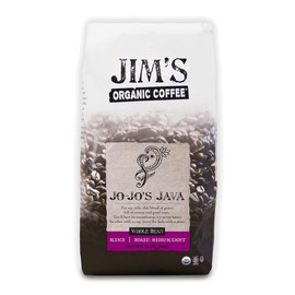 Jim’s Organic Coffee – Jo-Jo’s Java Blend – Medium/Light Roast, Whole Bean, 12 oz Bag