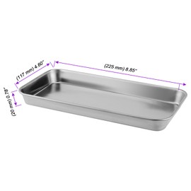 HEIYUET Pack of 5 Small Instrument Trays, Stainless Steel Tray, Small Rectangular, Laboratory Tray, Useful Tool, Stainless Steel Trays for Laboratory, 22.5 x 11.7 x 2 cm