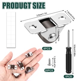 Pack of 8 Furniture Castors, Small, 1.2 cm Furniture Castors, Rubber, Mini Castors, Furniture Fixed Castors, Quiet Castors with 20 Screws and 1 Screwdriver for Furniture, Cabinet, Small Appliances