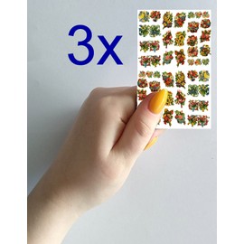 FLONZNAIL Nail Stickers Decal Transfers (5 Sheets) Flowers Bouquet Basket Vintage Illustration