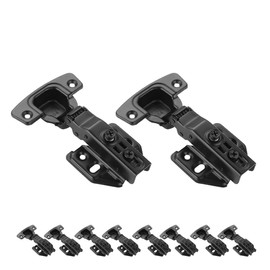 JQK Cabinet Hinges Black, 100 Degree Soft Closing Full Overlay Door Hinge for Frameless Cabinets, Stainless Steel Matte Black Finish, 10 Pack, CH100-BK-P10