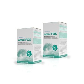 Lactobact omni FOS 2x 60 Kapseln- Sparset. Enthält 6 aktive Bakterienkulturen und Vitamin B12 aus der Chlorella-Alge- Rein pflanzlich- für Veganer geeignet