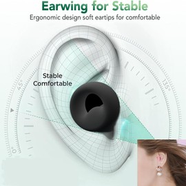 Ear Plugs for Noise Reduction, Reusable Earplugs for Sleeping, Soft Silicone Hearing Protection Earplugs for Work, Travel, Focus, Noise Sensitivity, Sleep Snoring, 8 Ear Tips in XS/S/M/L (Black)