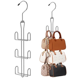 Purse Hanger 2 Pack,Purse Organizer for Closet,Rotatable Metal Bag Organizer,Purse Holder for Handbags,Belts,Scarves,Tote,Baseball Hats,Backpacks(Silver)