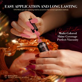 ROSALIND Semi-Permanent Nail Polish, 8 Colors White Nude Pink Glitter, 5ml Gel Nail Polish Soak Off UV Lamp, Nail Art Varnishes Gel Nail Polish Set 8pcs