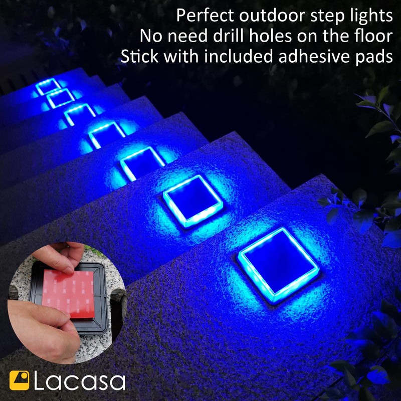 Lacasa Blue Solar Deck Lights 4 Pack, Dusk to Dawn