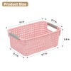 4-Pack Hollow Plastic Storage Baskets with Handles (Pink, Small)