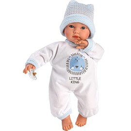 Llorens Cuquito 1030009 Doll with Blue Eyes, Baby Doll with Soft Body, Doll Boy with Stampler and Hat, 30 cm