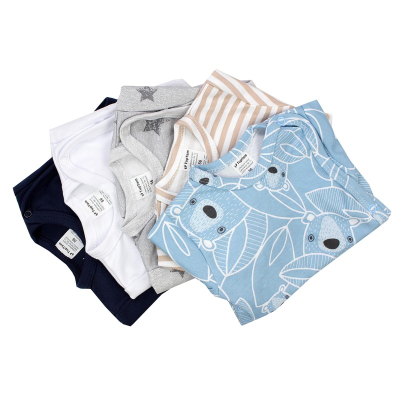 TupTam unisex, long-sleeved, wrap bodysuit, set of 5 - Boy