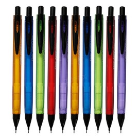 iTUFFMech Mechanical Pencils, 0.7mm Lead Size, Pack of 10, Propelling Pencil, Triangular Grip, Write Draw Sketch Shade Draft Use, iZOFAX Black Ball Pen