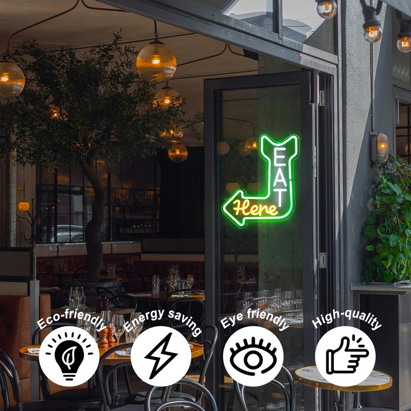 Eat Here Neon Sign Kitchen Neon Signs for Wall Decor