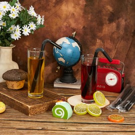 Tessco 300 Pcs Boba Straws Flexible Bendy Jumbo Smoothie Straws Jumbo Straws Individually Wrapped Plastic Straws for Bubble Tea Tall Homemade Milkshakes, 0.5 Inch Wide 9.2 Inch Long, Black