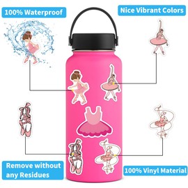 105 Pcs Aesthetic Stickers for Pink Ballerina Waterproof Vinyl Decal for Girl Teen Adult Student Water Bottle Laptop Phone Computer Skateboard Luggage Notebook Dance Stickers