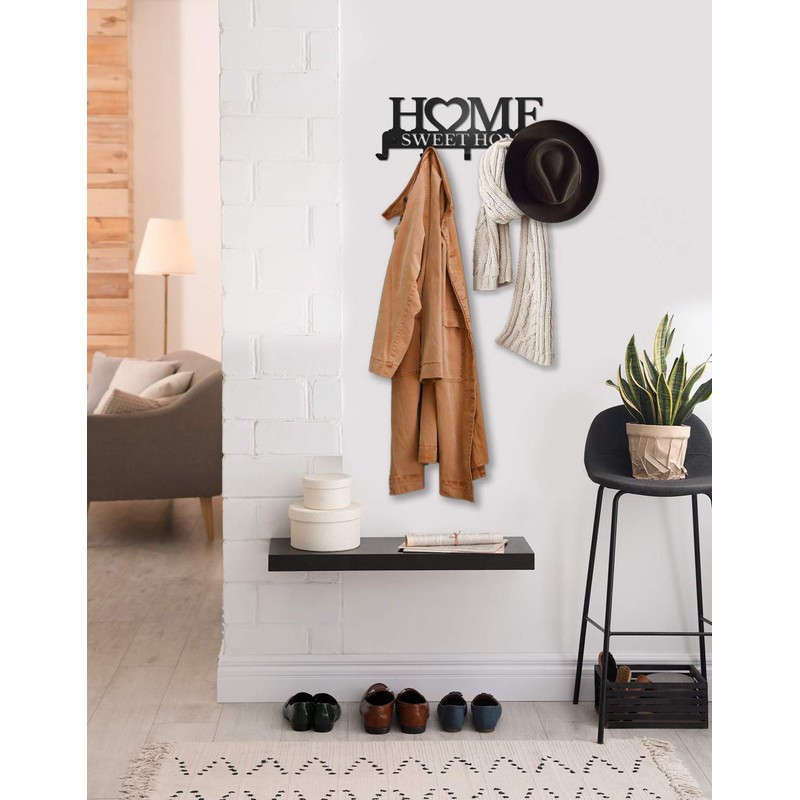 SirHoldeer Wall Coat Hooks, Black Coat Hook, Coat Rack with