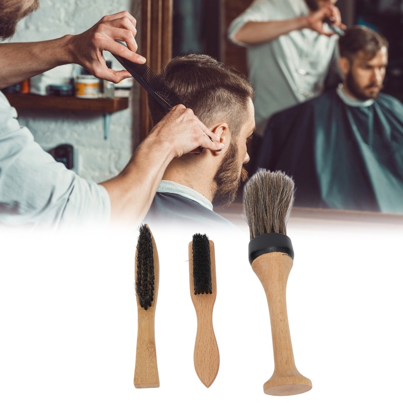 3pcs Barber Brush Set Professional Soft Bristles Portable Barber Neck