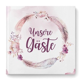 DeinWeddingshop Wedding Guest Book with Questions, Square Wedding Guest Book, Wedding Album, Wedding Book, Blank, White Pages