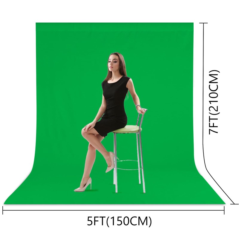 Zdada Green Backdrop Screen Background，5x7ft/1.5x2.1M Collapsible Background Photography，Washable Polyester Photography
