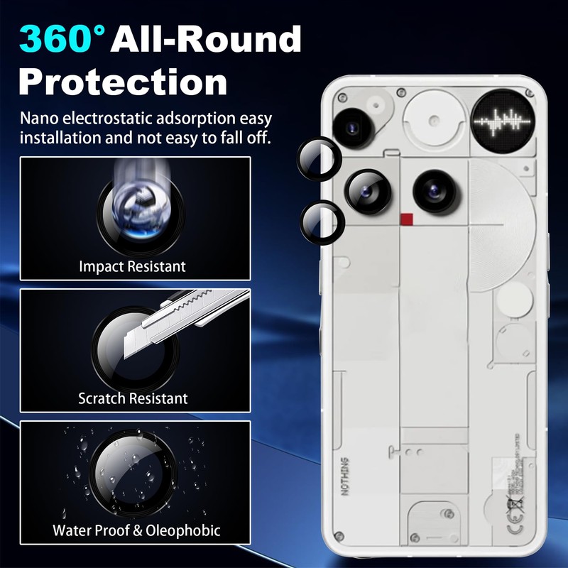 Fhyeugfy Tempered Glass Screen Protector Compatible for Nothing Phone 3