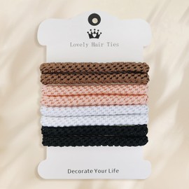 CLINTT 8 Pcs Elastic Hair Ties for Women & Girls, Cotton - Woven, Suitable for Curly or Thick Hair, Neutral Colors