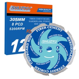 LSHUZIYU 12"(305mm)-8PCD, Arbor 1", Polycrystalline Diamond Tipped 8 PCD, Hardie blade, Fiber Cement Circular Saw Blade