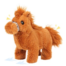 Easfan Walking Pony Toy Plush Interactive Pony Electric Plush Pet Toy with Sound Stuffed Animal Christmas Birthday Gifts for Kids Toddlers,8"