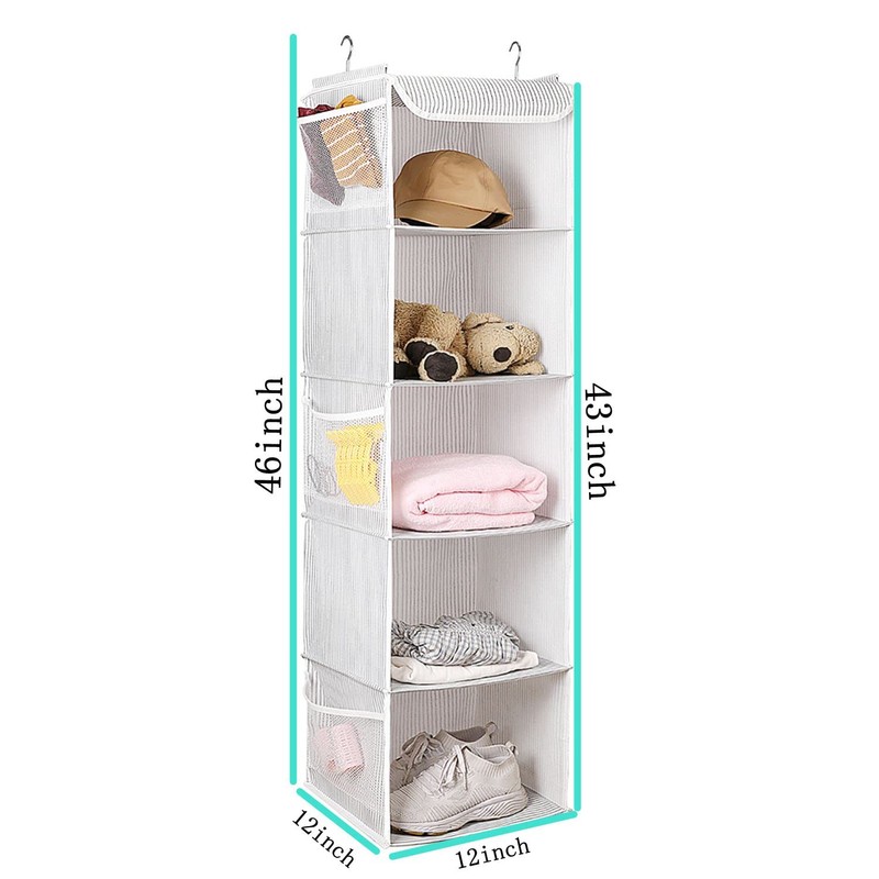 BrilliantJo 5 Shelves Hanging Closet Organizer, 2 Pack Hanging Storage