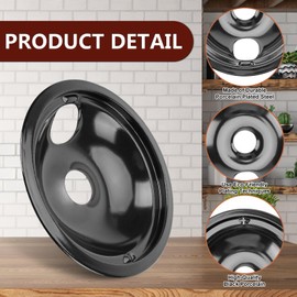 WB31M20 WB31M19 Porcelain Drip Pan Set & WB30M2 WB30M1 Electric Range Burner Element Unit Set by Cenipar-Compatible with GE Hotpoint Kenmore Range/Stove-Includes 3×6” and 1×8”