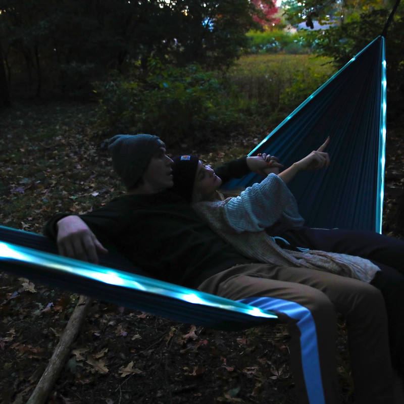 Equip Outdoors Portable Camping Illuminated Hammock, Hanging Kit Included, Two