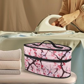 Rchsmod Cherry Blossom Butterfly Print Steam Iron Case Travel Iron Holder Bag Steamer Organizer Carrying Case Iron Accessories, Case Only