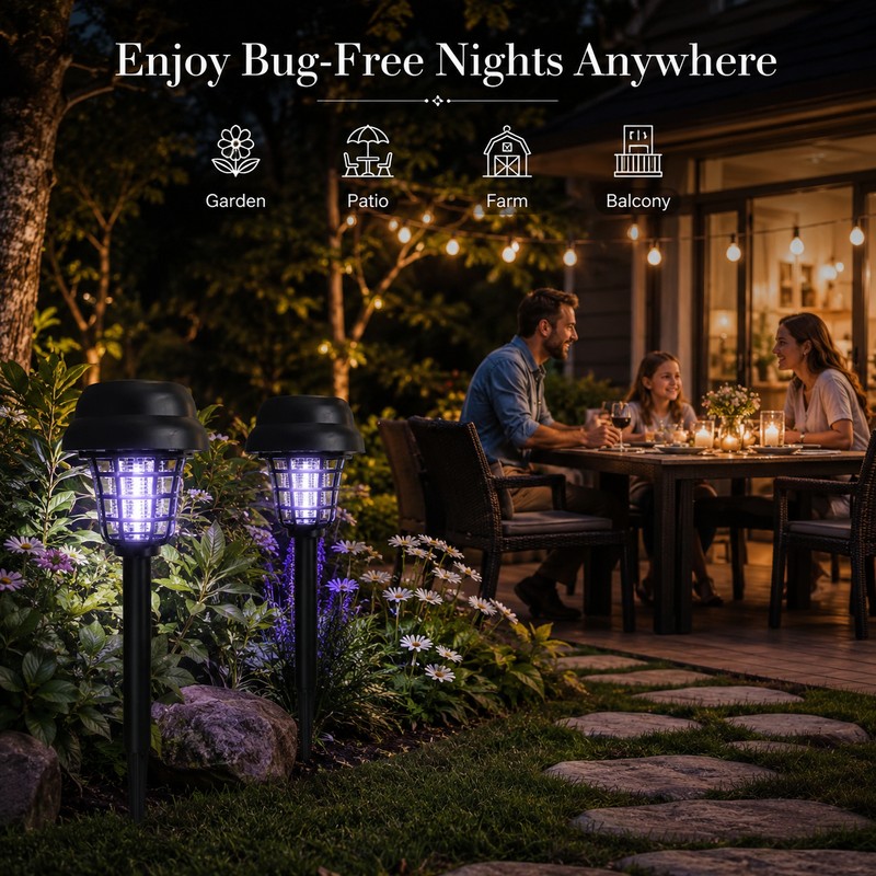 Solar Bug Zapper Lights for Outdoor Use – Waterproof Dual