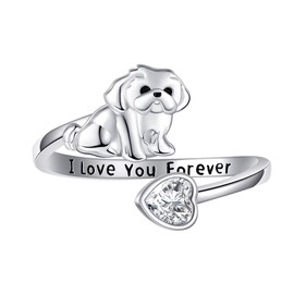 YAFEINI Shih Tzu Ring 925 Sterling Silver Shih Tzu Ring Shih Tzu Jewelry Gift for Women Shih Tzu Lovers (7)