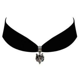 Victorian Vault Black Velvet Choker Jewelry Wolf Pendant Necklace