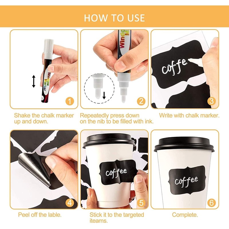 10 Piece Various Shaped Chalkboard Labels with Reusable Label Stickers