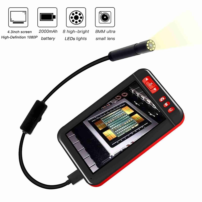 Industrial Endoscope Borescope Inspection Camera Built-in 8pcs LEDs 8mm Lens